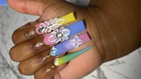 Pastel Fantasy 3D Press-On Nails | Iridescent Flowers & Butterflies