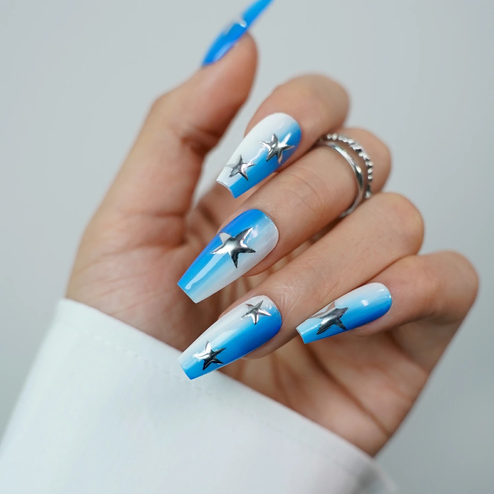 Siva Nail, Starlit Dream, Ombre Star Press on Nails