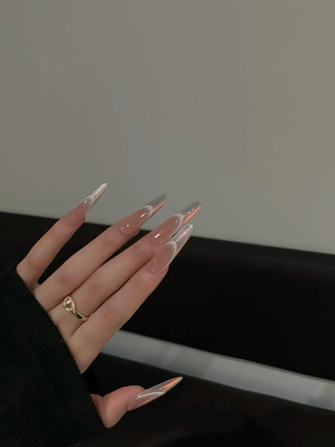 Siva Nail,Blush Pink Shimmer, Handmade Press on Nails