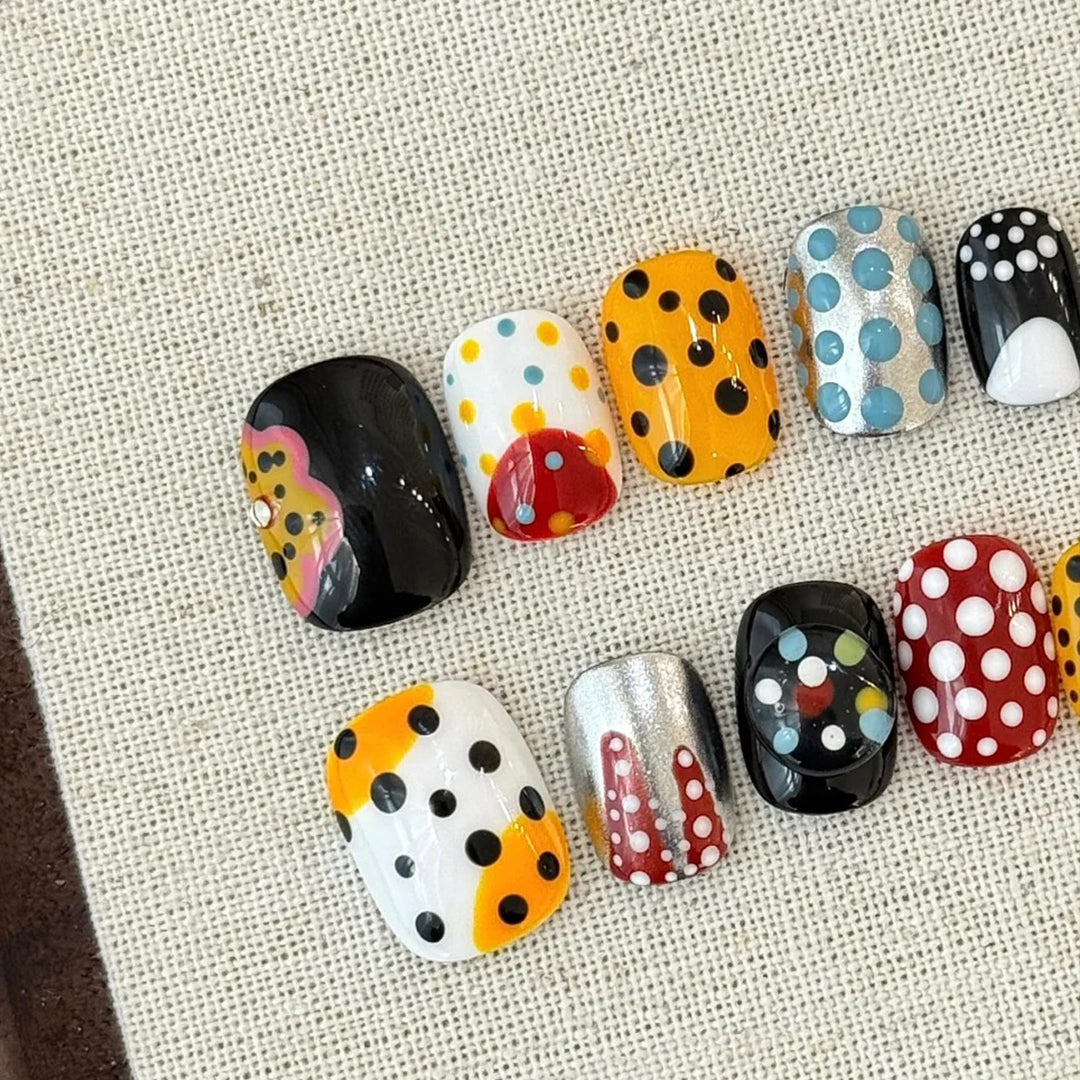Siva Nail, Dot Parade, Multicolor Polka Handmade Press on Nails