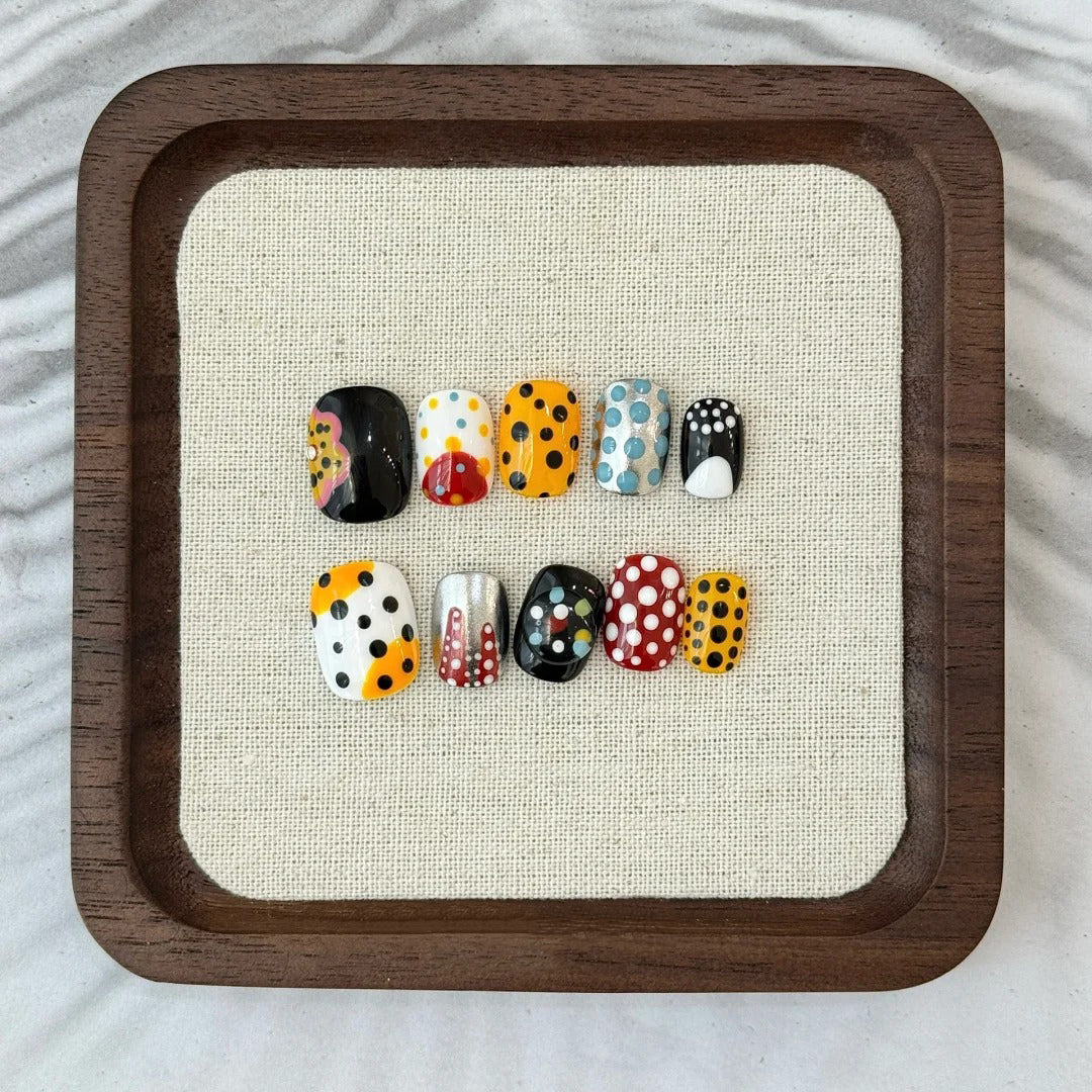 Siva Nail, Dot Parade, Multicolor Polka Handmade Press on Nails