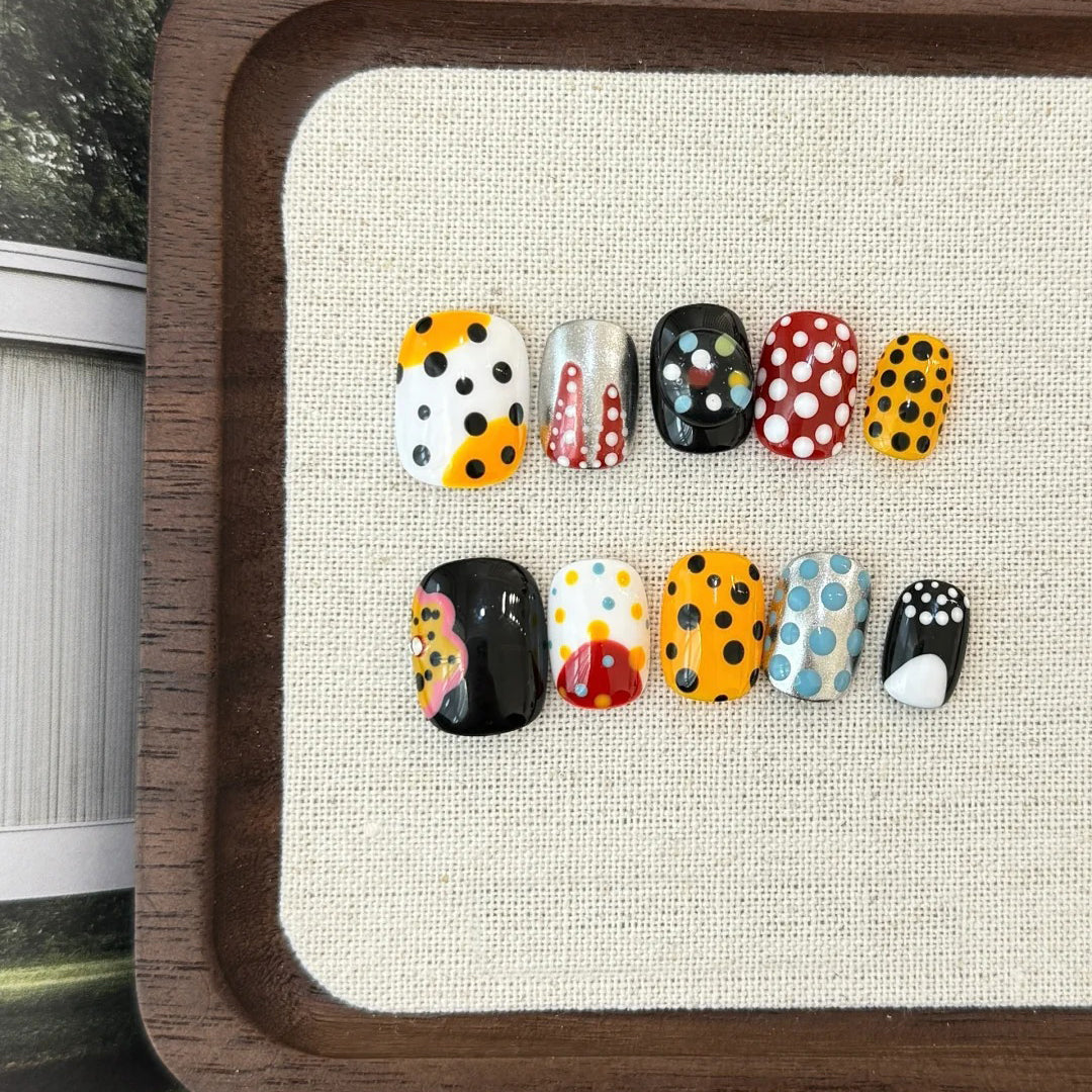 Siva Nail, Dot Parade, Multicolor Polka Handmade Press on Nails