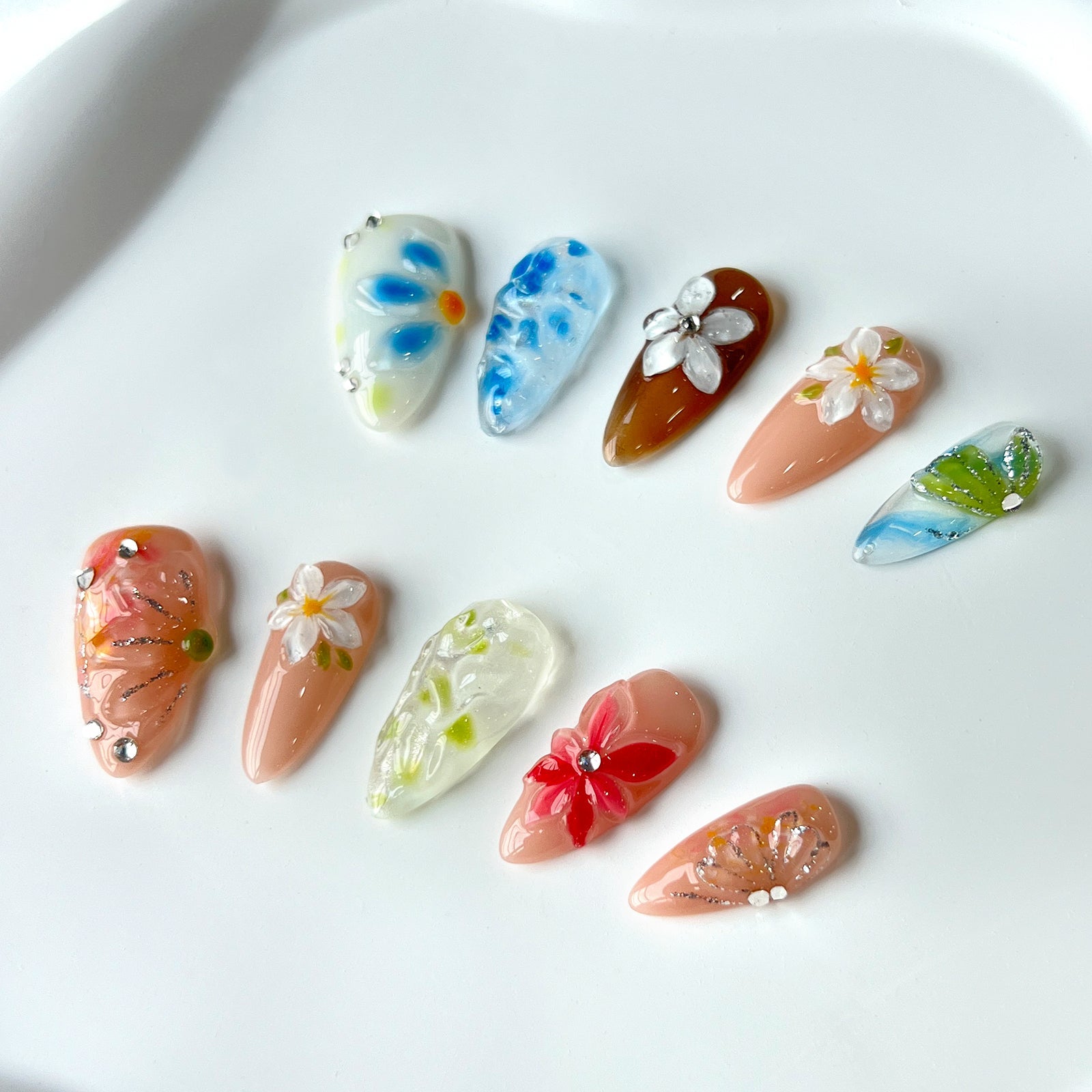 Siva Nail, Floral Daydream, Blooming Art, Handmade Press on Nails
