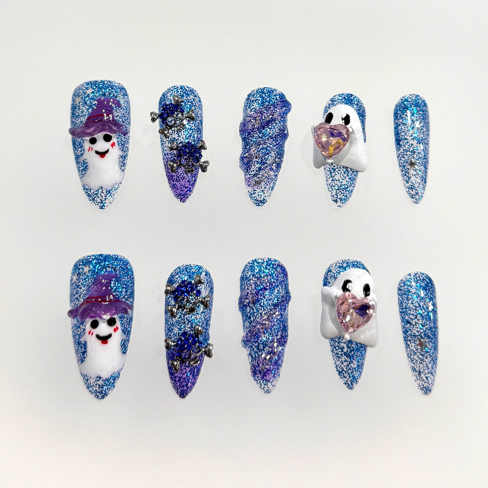 Siva Nail, Ghostly Glee, Halloween Handmade Press on Nails