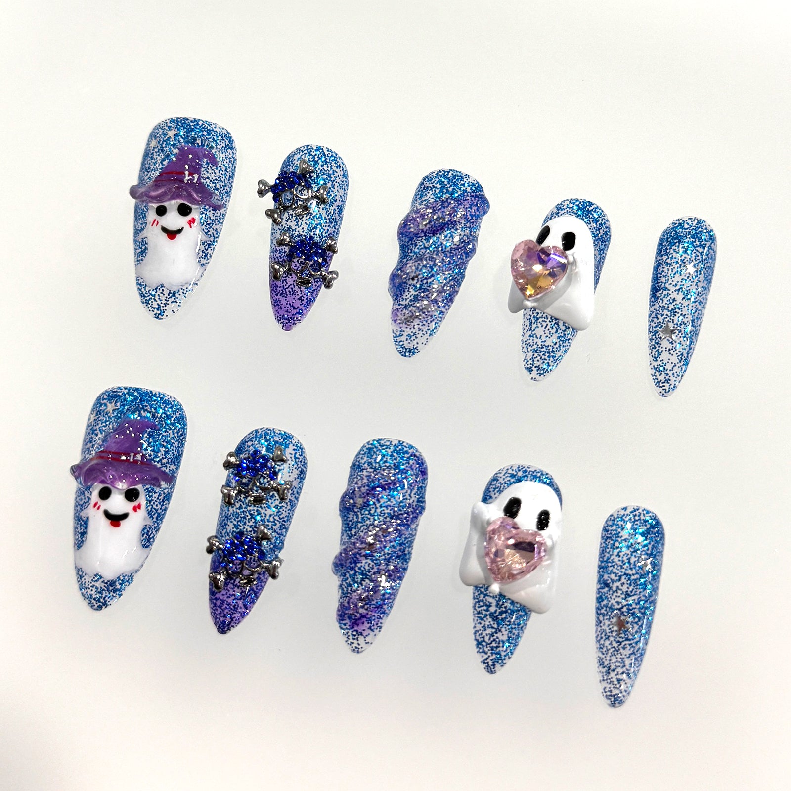 Siva Nail, Ghostly Glee, Halloween Handmade Press on Nails