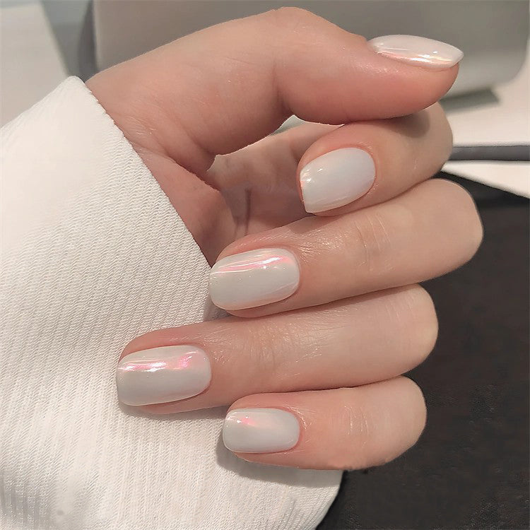 Siva Nail, Cloud Glaze, Pearl Sheen Short Handmade Press on Nails