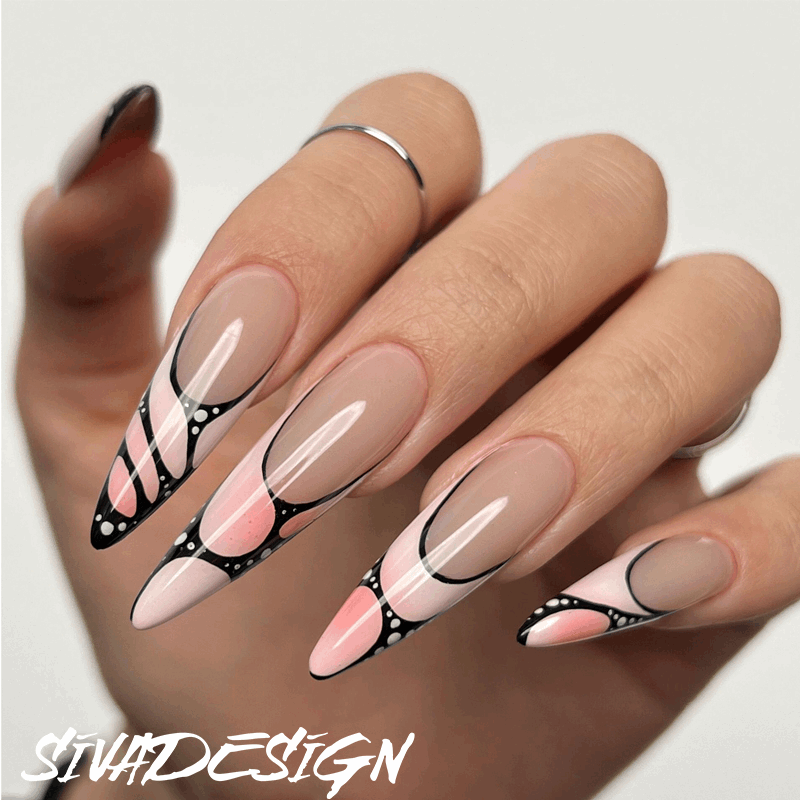 Siva Nail, Dreamweave, Chic Geometric Stiletto, Handmade Press on Nails
