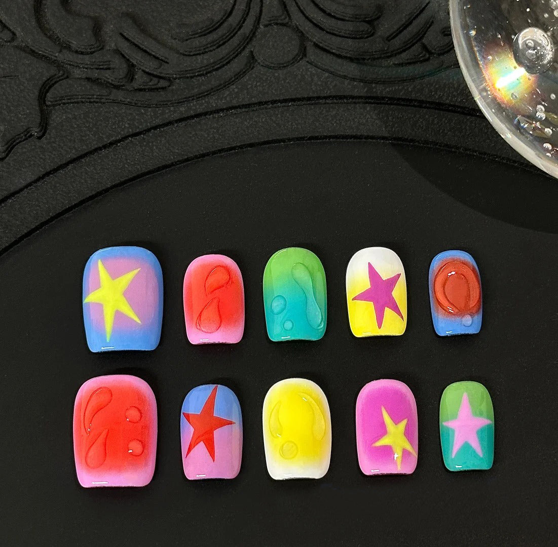 Siva Nail, Jelly Star, Color Drop Handmade Press on Nails