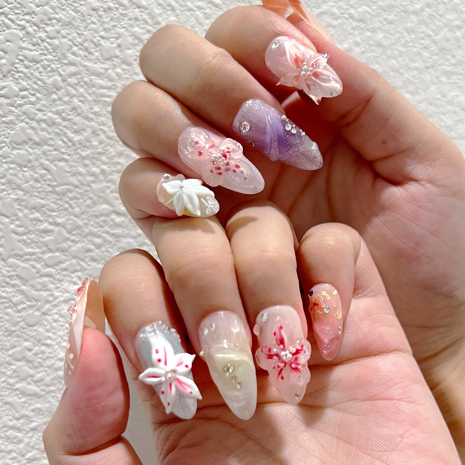 Siva Nail, Floral Fantasy, Soft Spring, Handmade Press on Nails
