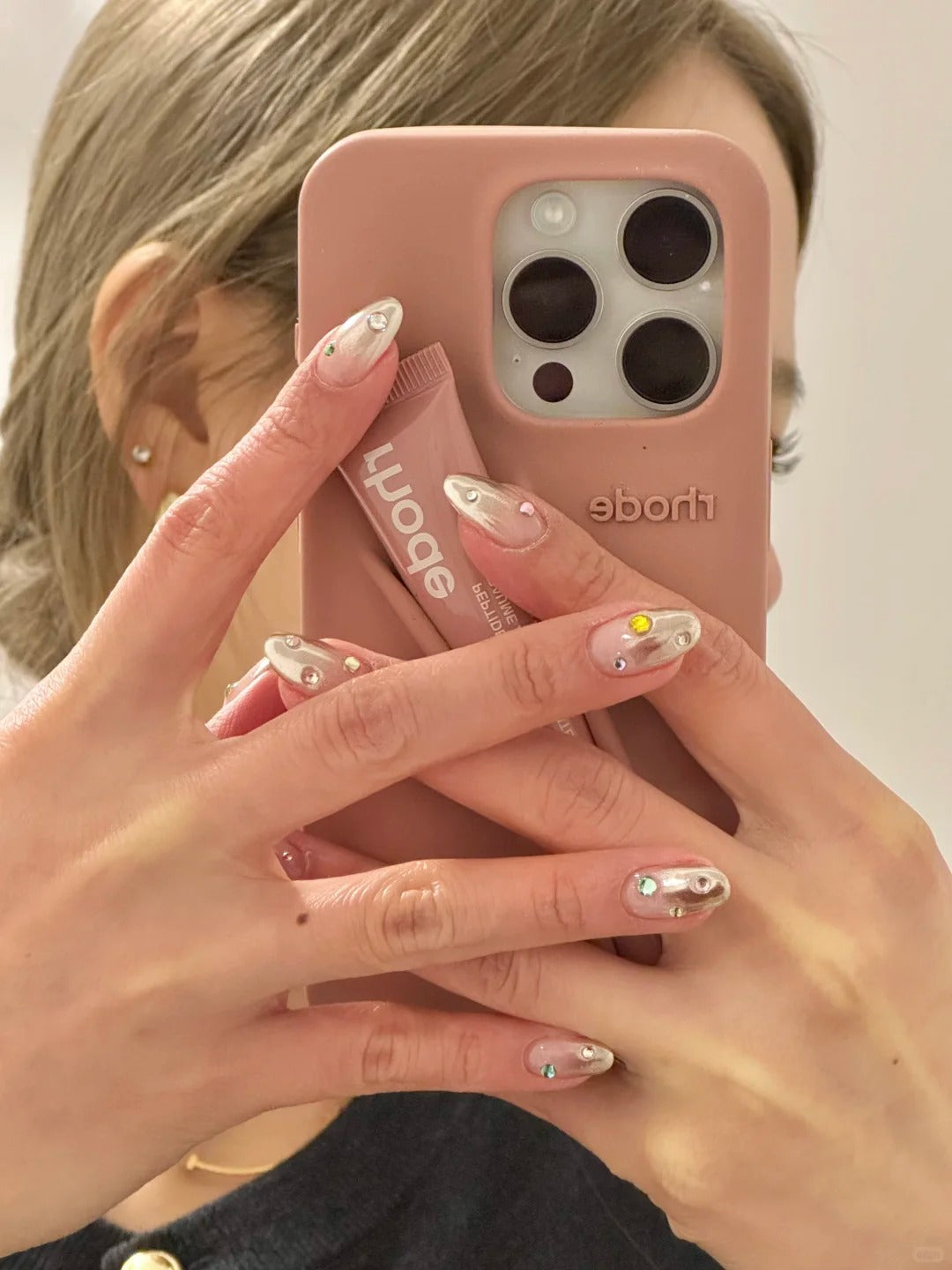 Siva Nail, Cosmic Drip, Chrome Gem Handmade Press on Nails