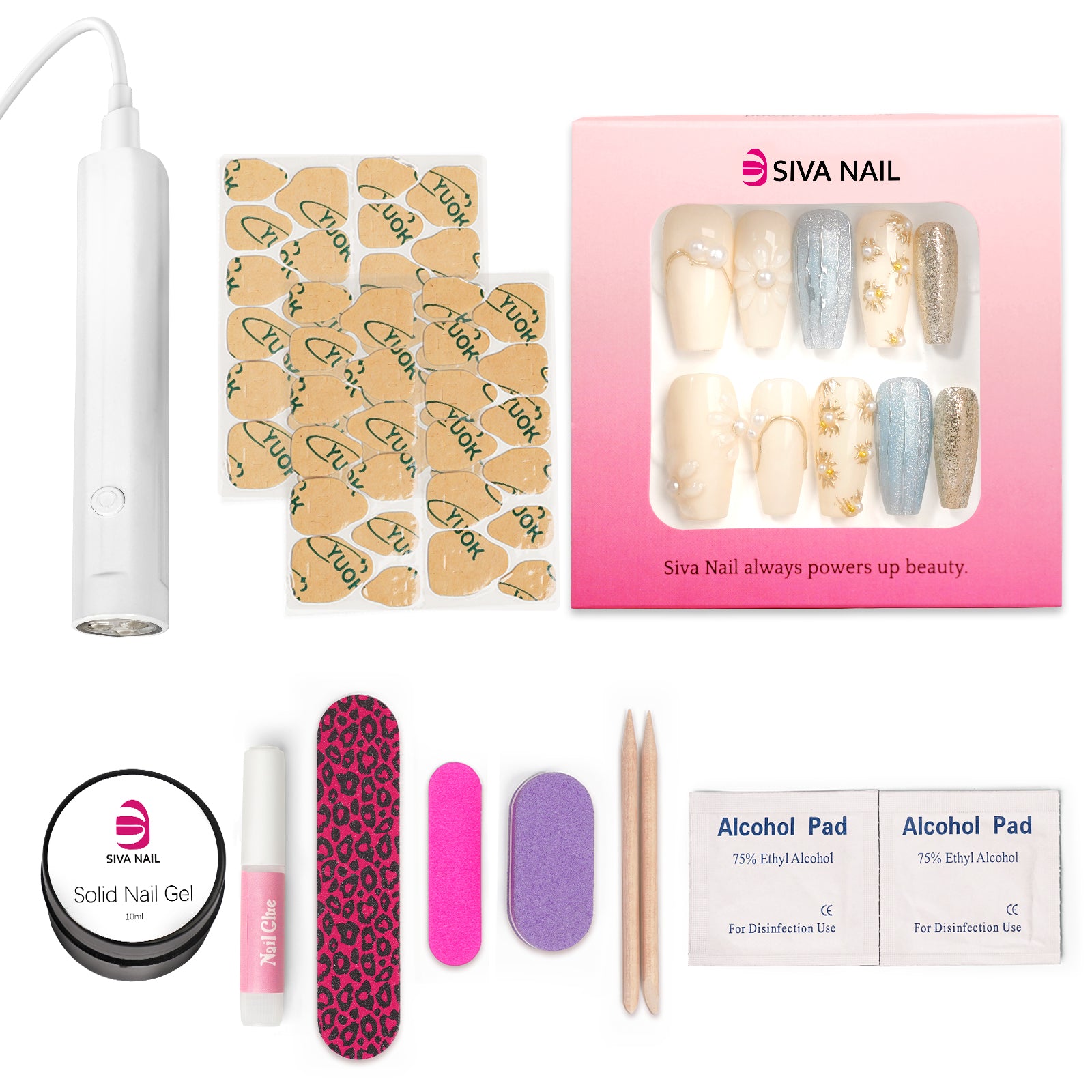 Siva Nail, Frosted Flora, Winter Handmade Press on Nails