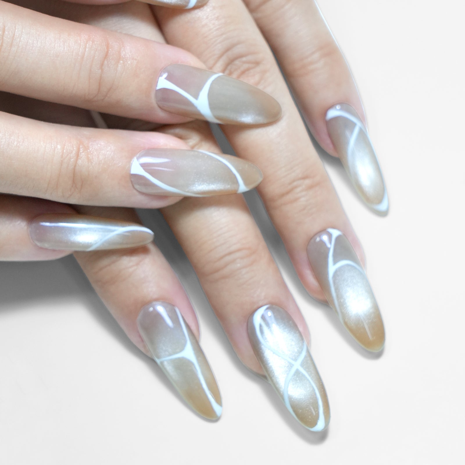Siva Nail, Moonlit Veil, Subtle Glamour, Handmade Press on Nails