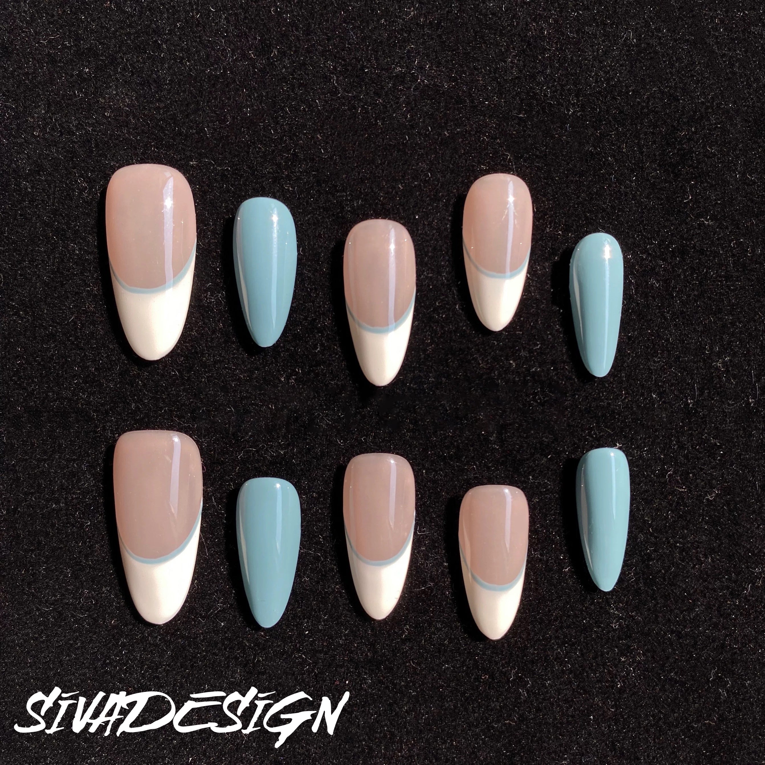 Siva Nail, Minted Elegance, Minimalist Handmade Press on Nails