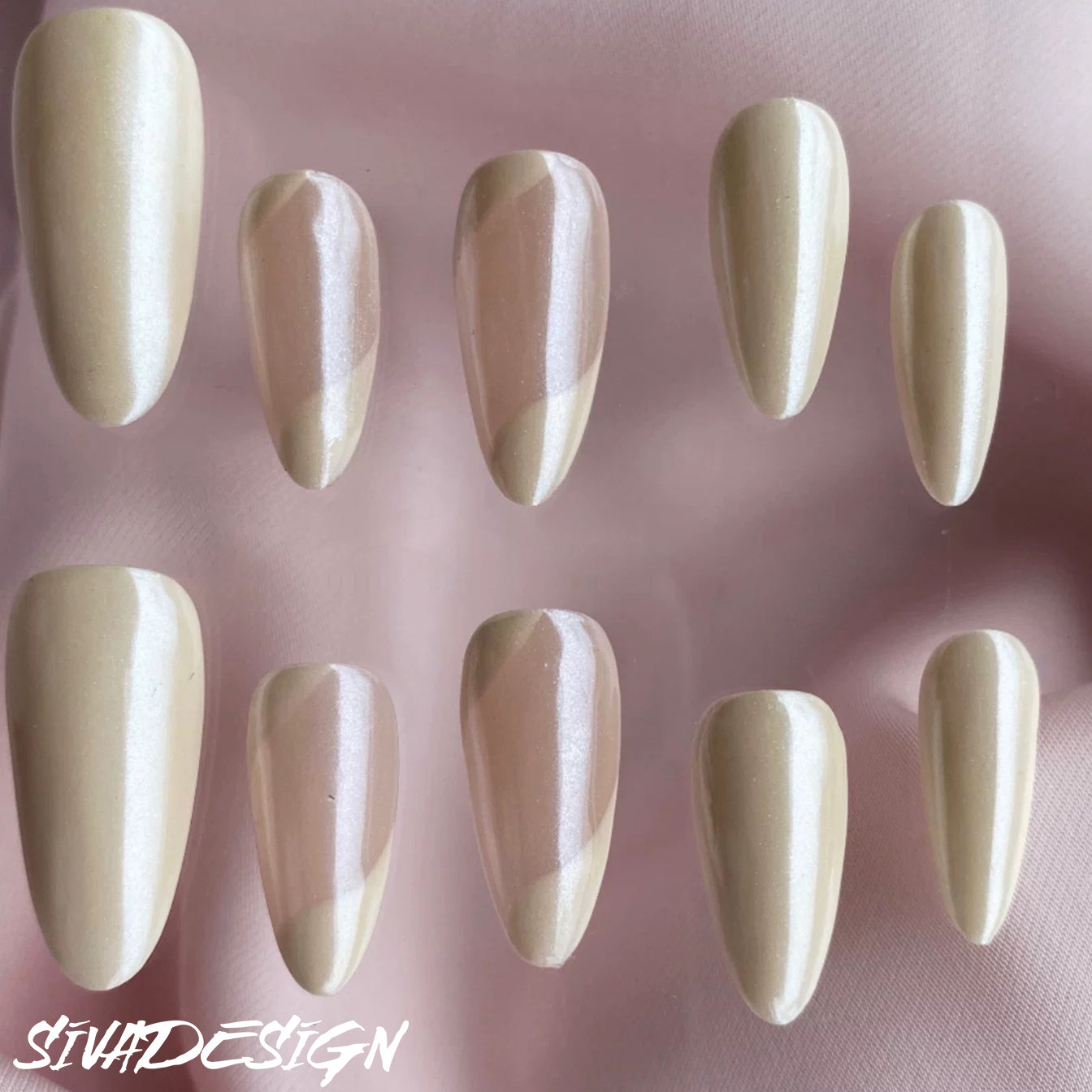 Siva Nail, Lunar Reflections, Elegant Handmade Press on Nails