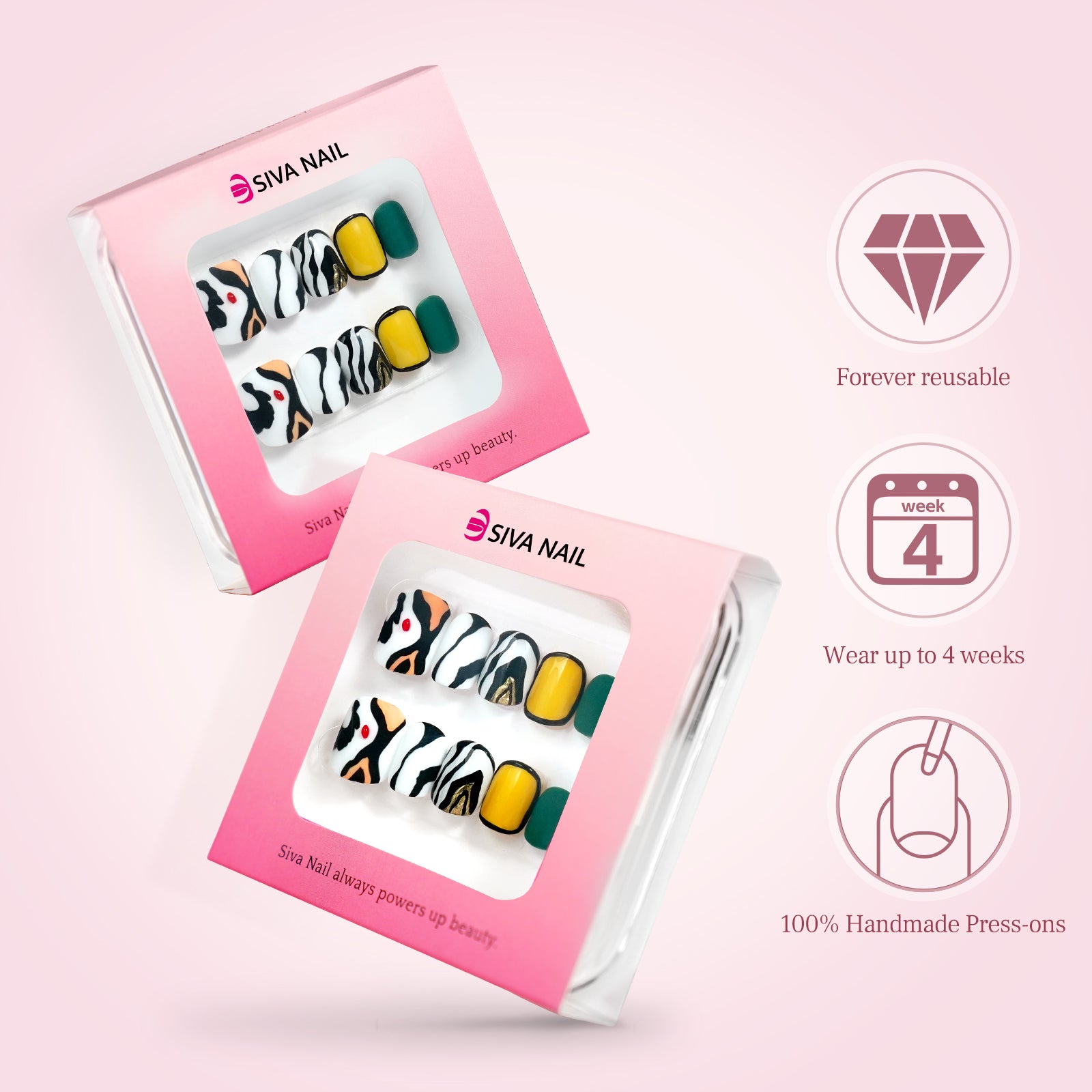 Siva Nail, Vivid Burst, Artistic Statement, Handmade Press on Nails