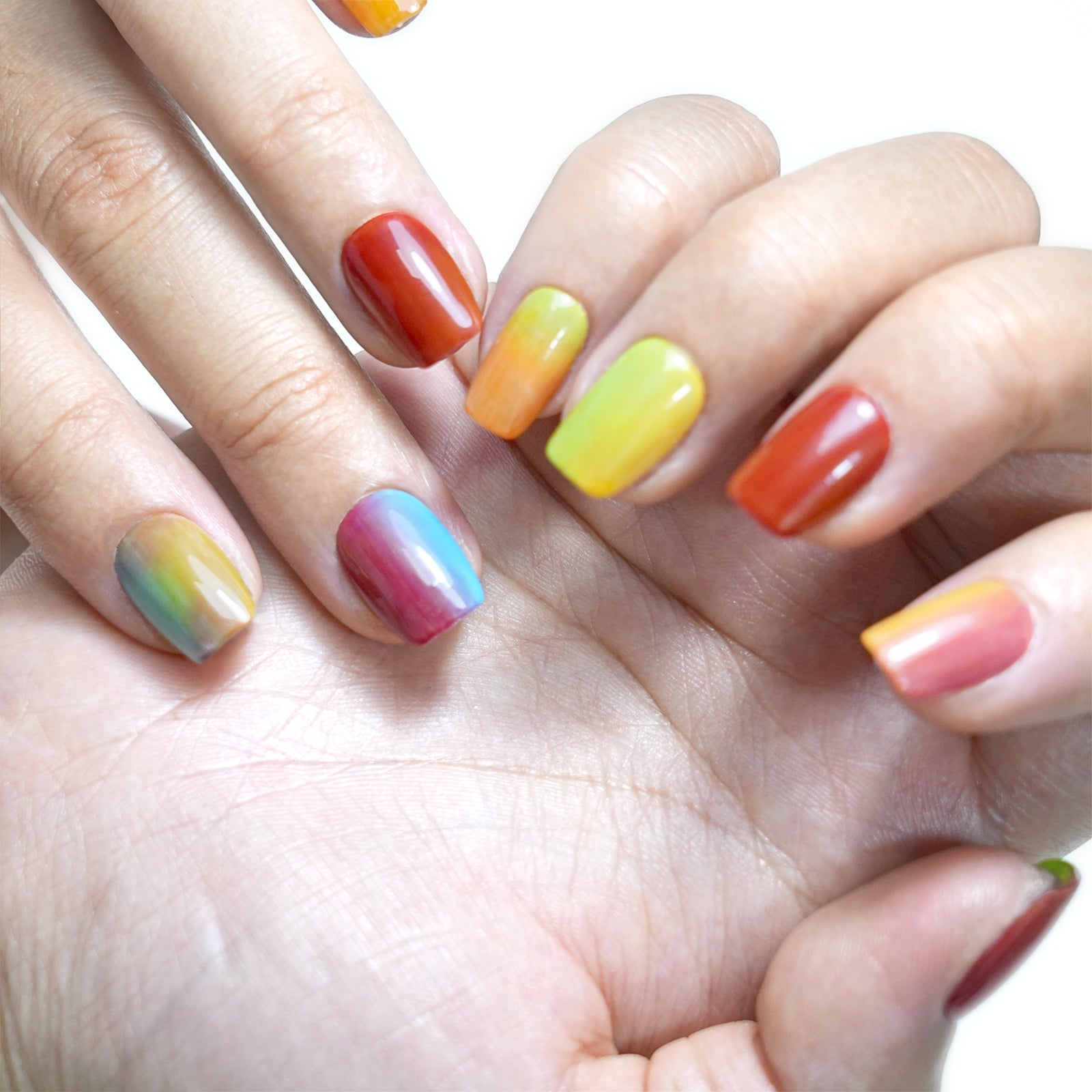 Siva Nail, Sunset Embers, Fiery Ombre, Handmade Press on Nails