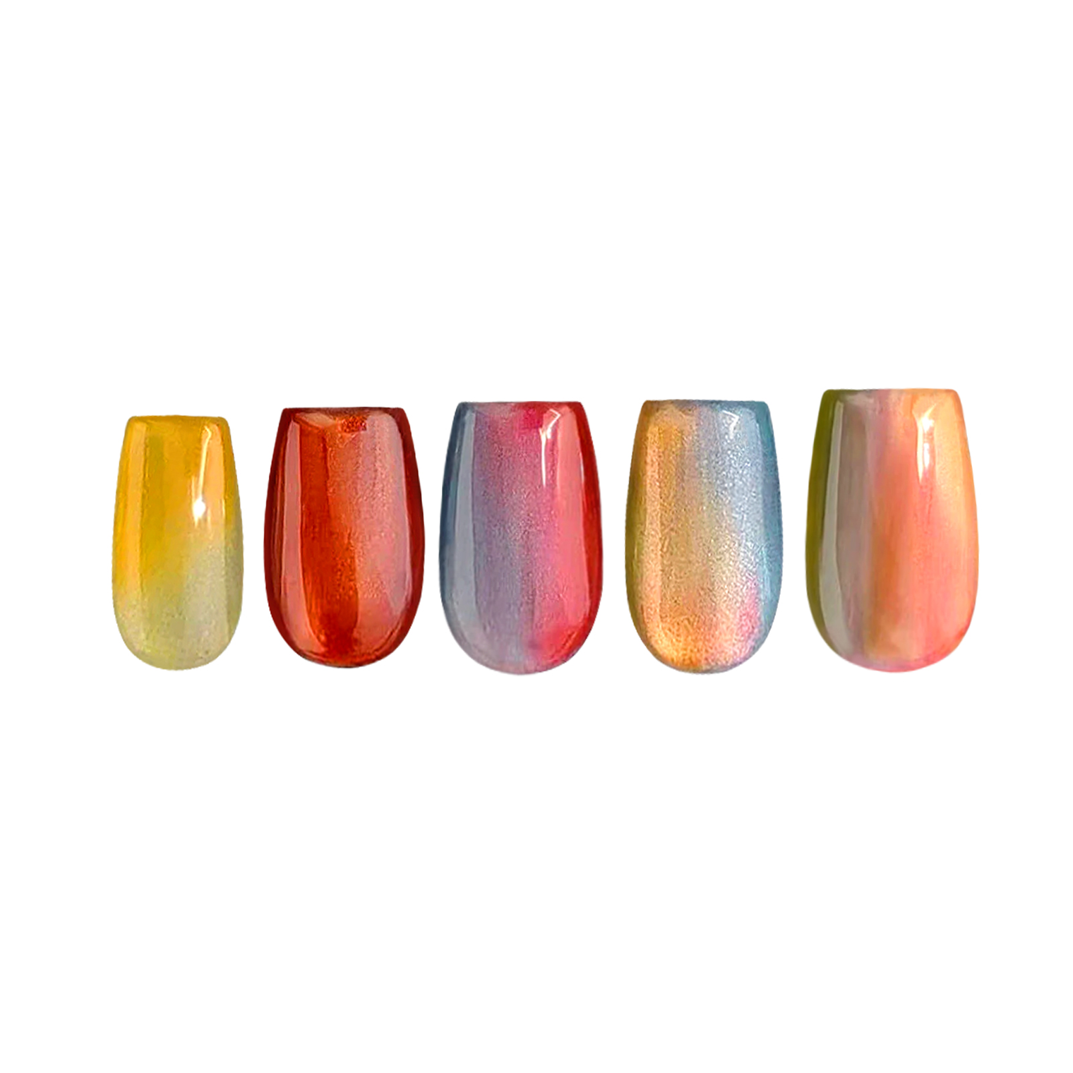 Siva Nail, Sunset Embers, Fiery Ombre, Handmade Press on Nails