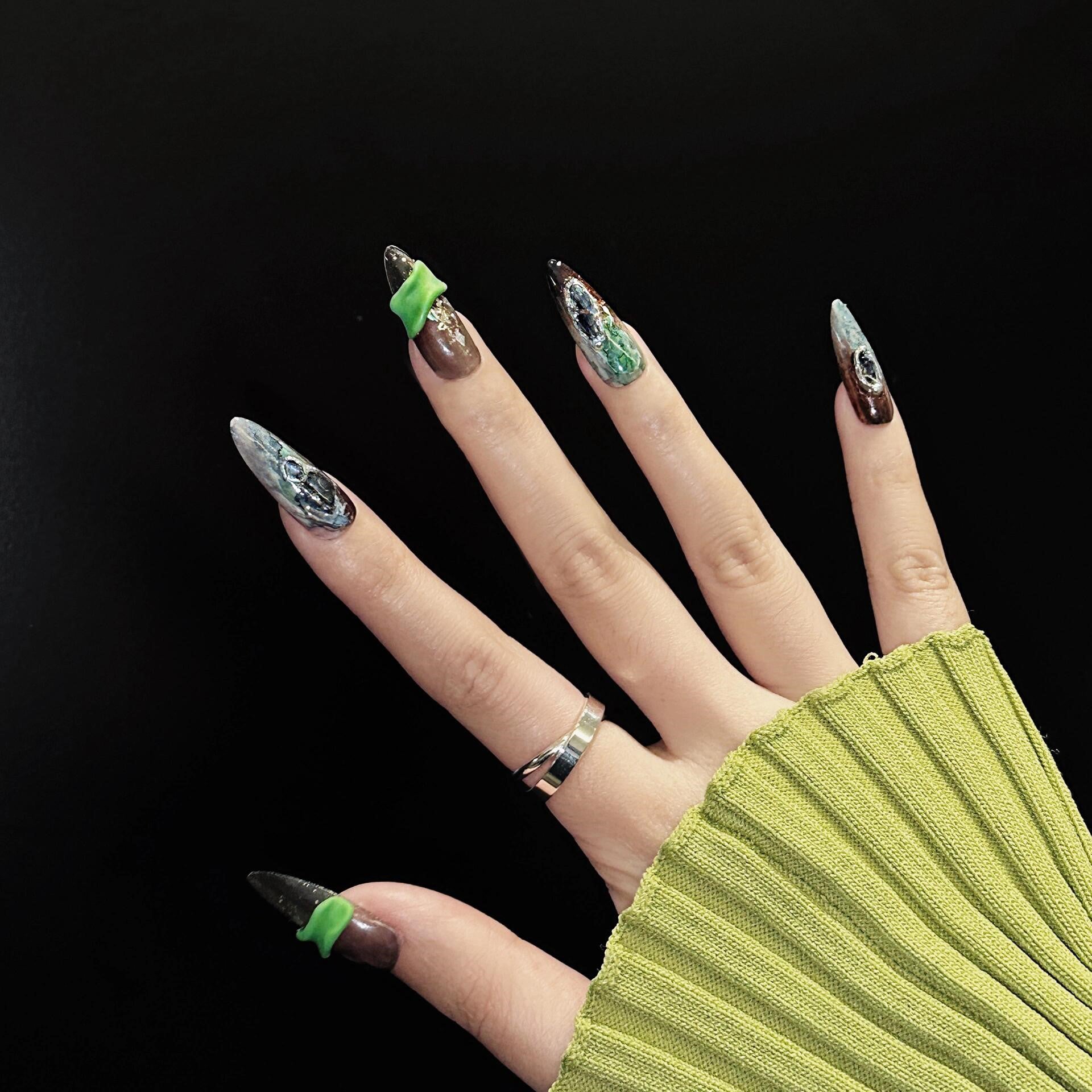 Siva Nail, Jungle Jewel, Exotic Glam, Handmade Press on Nails