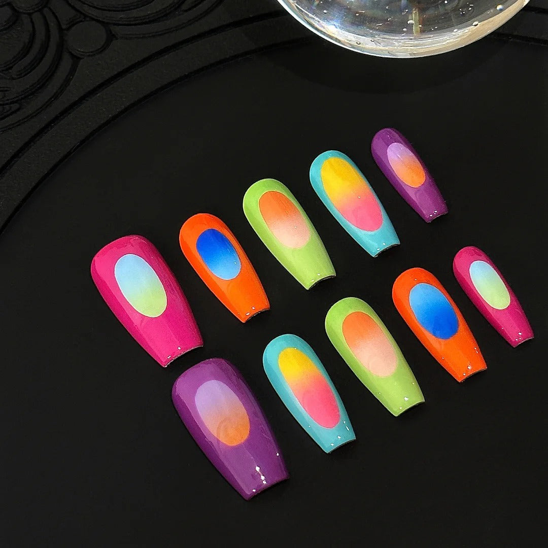 Siva Nail, Neon Bloom, Color Core Gradient Handmade Press on Nails