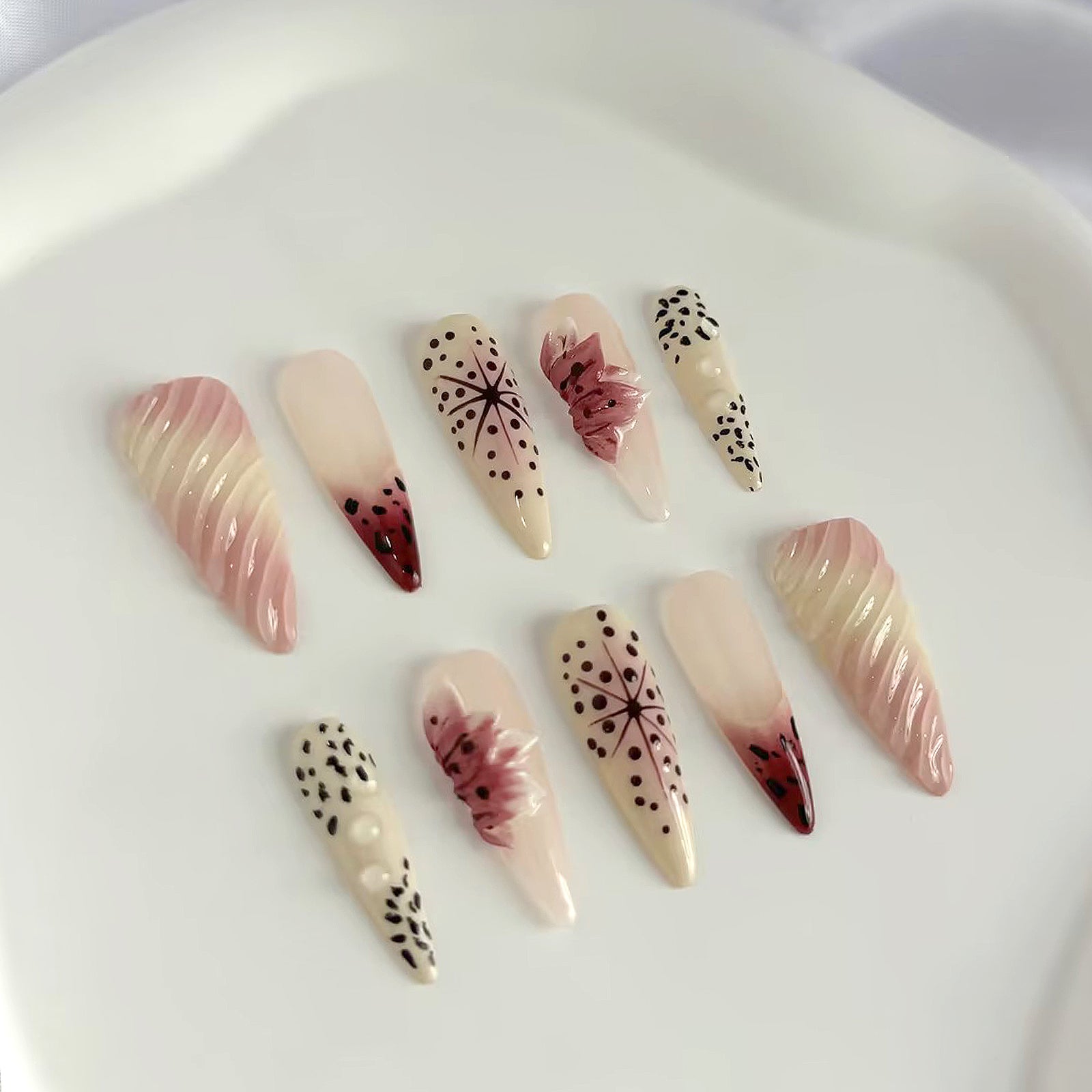 Siva Nail, Wild Charm, Unique Exotic, Almond Handmade Press on Nails