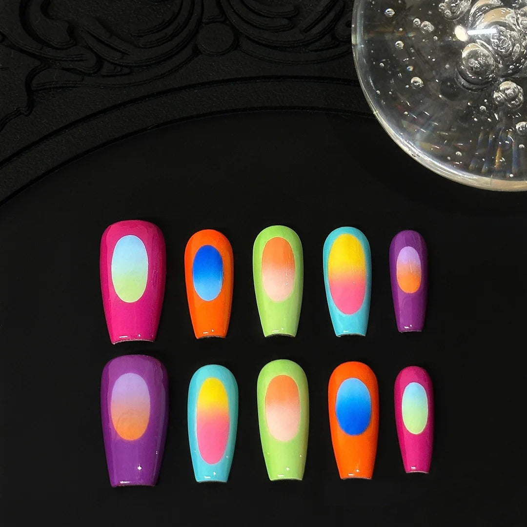 Siva Nail, Neon Bloom, Color Core Gradient Handmade Press on Nails