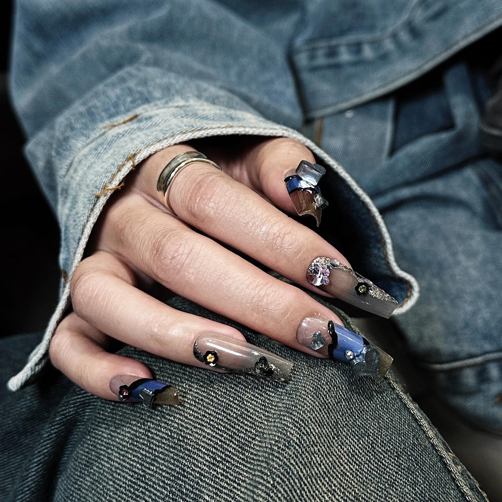 Siva Nail, Sky Flutter, Dreamy Charm, Handmade Press on Nails