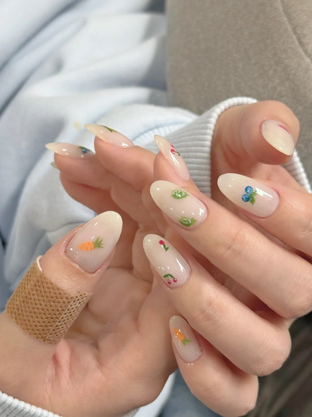 Siva Nail, Bloom & Berry, Floral Fruit Clear Handmade Press on Nails