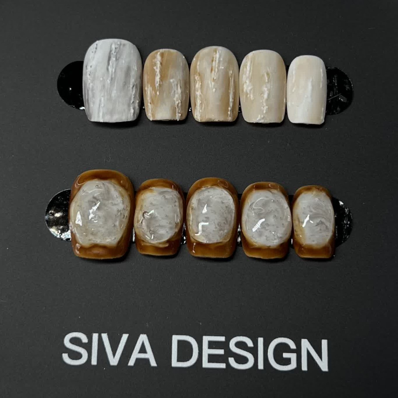 Siva Nail, Pebble Pathway, Rustic Marble, Handmade Press on Nails