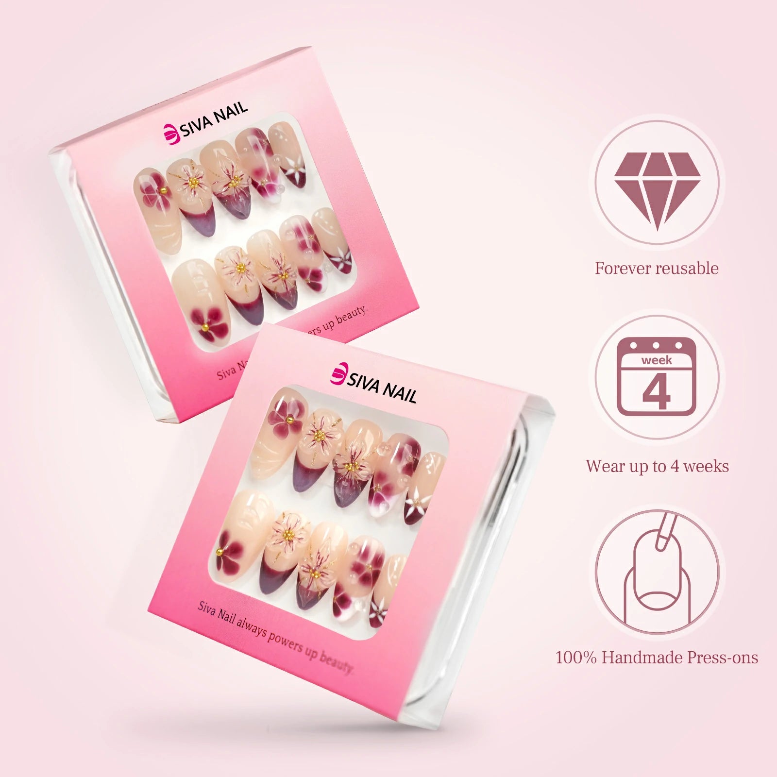 Siva Nail, Blooming Grace, Coquette Press on Nails