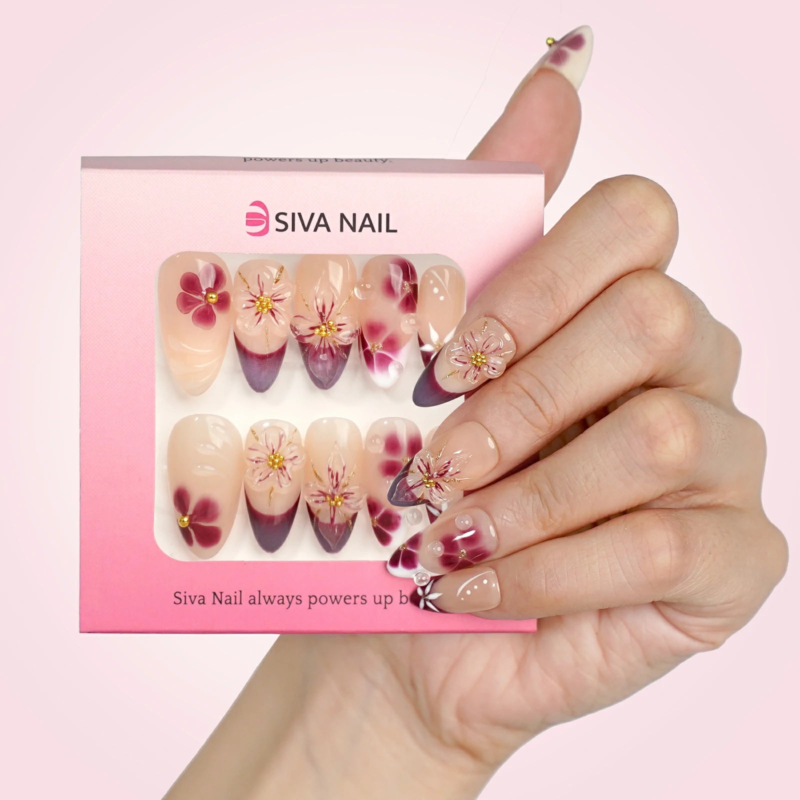 Siva Nail, Blooming Grace, Coquette Press on Nails
