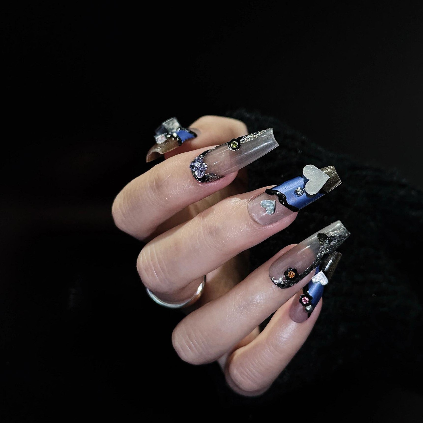 Siva Nail, Sky Flutter, Dreamy Charm, Handmade Press on Nails
