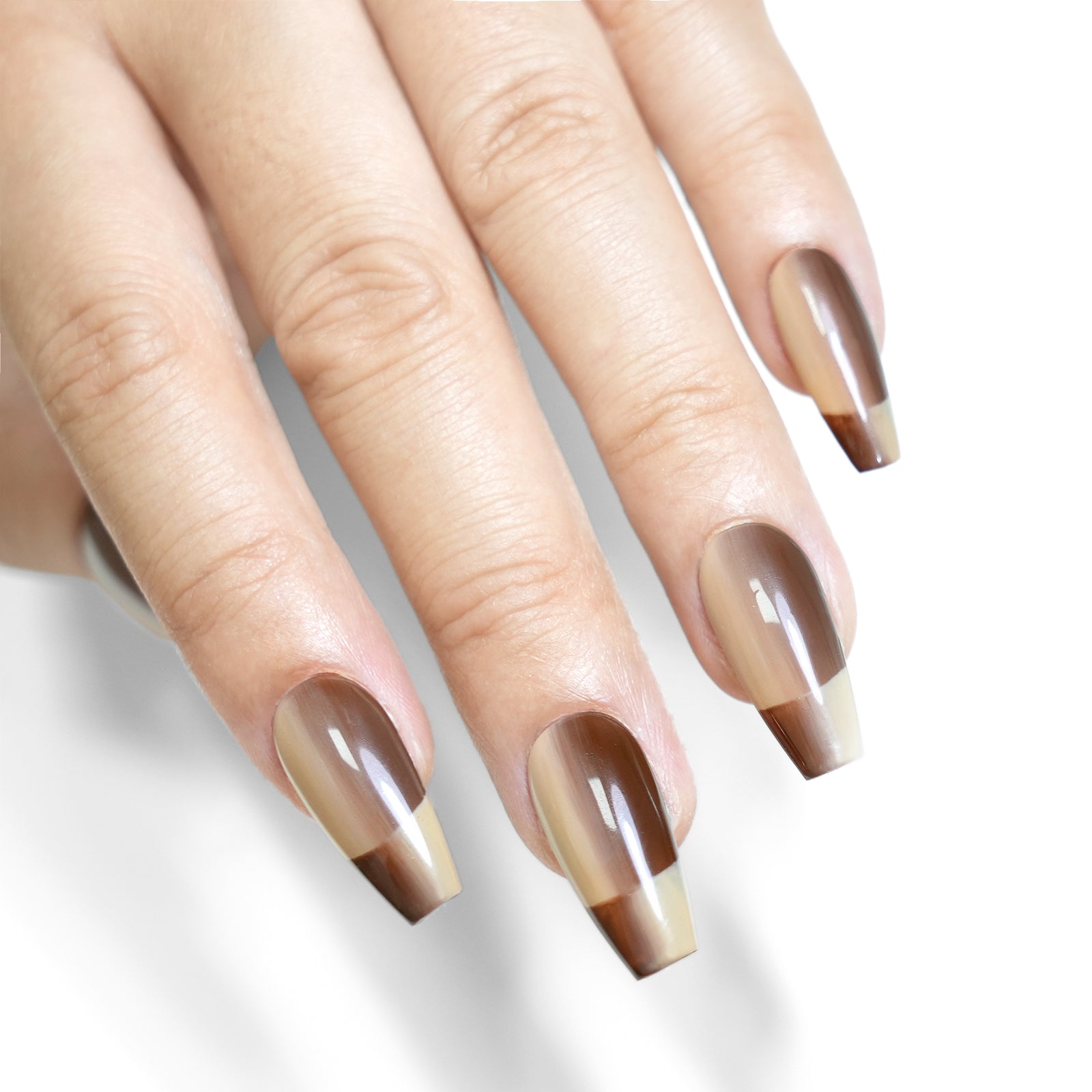 Siva Nail, Espresso Elegance, Fall French, Handmade Press on Nails