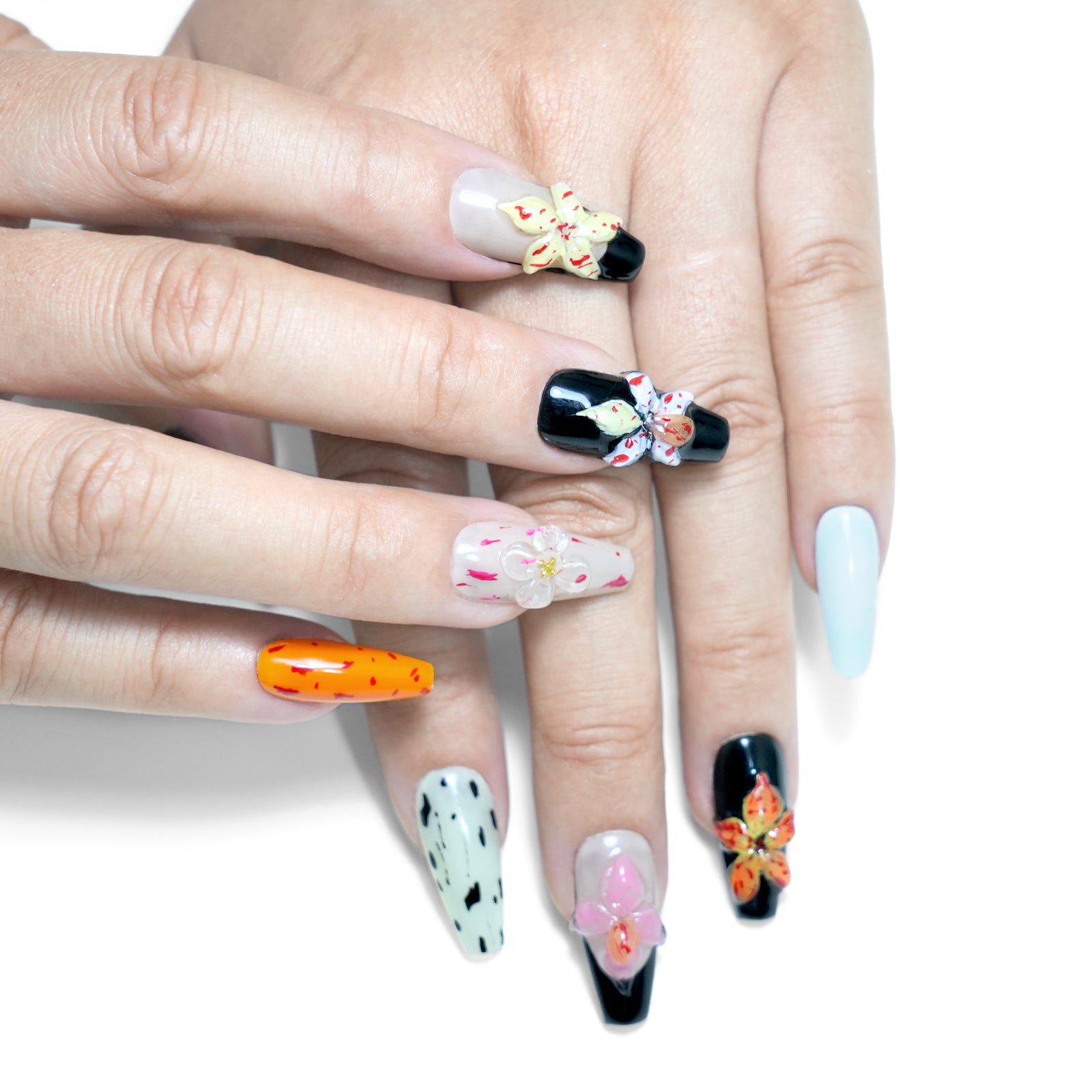 Siva Nail, Botanical Bloom, Artistic Flower Style Handmade Press on Nails