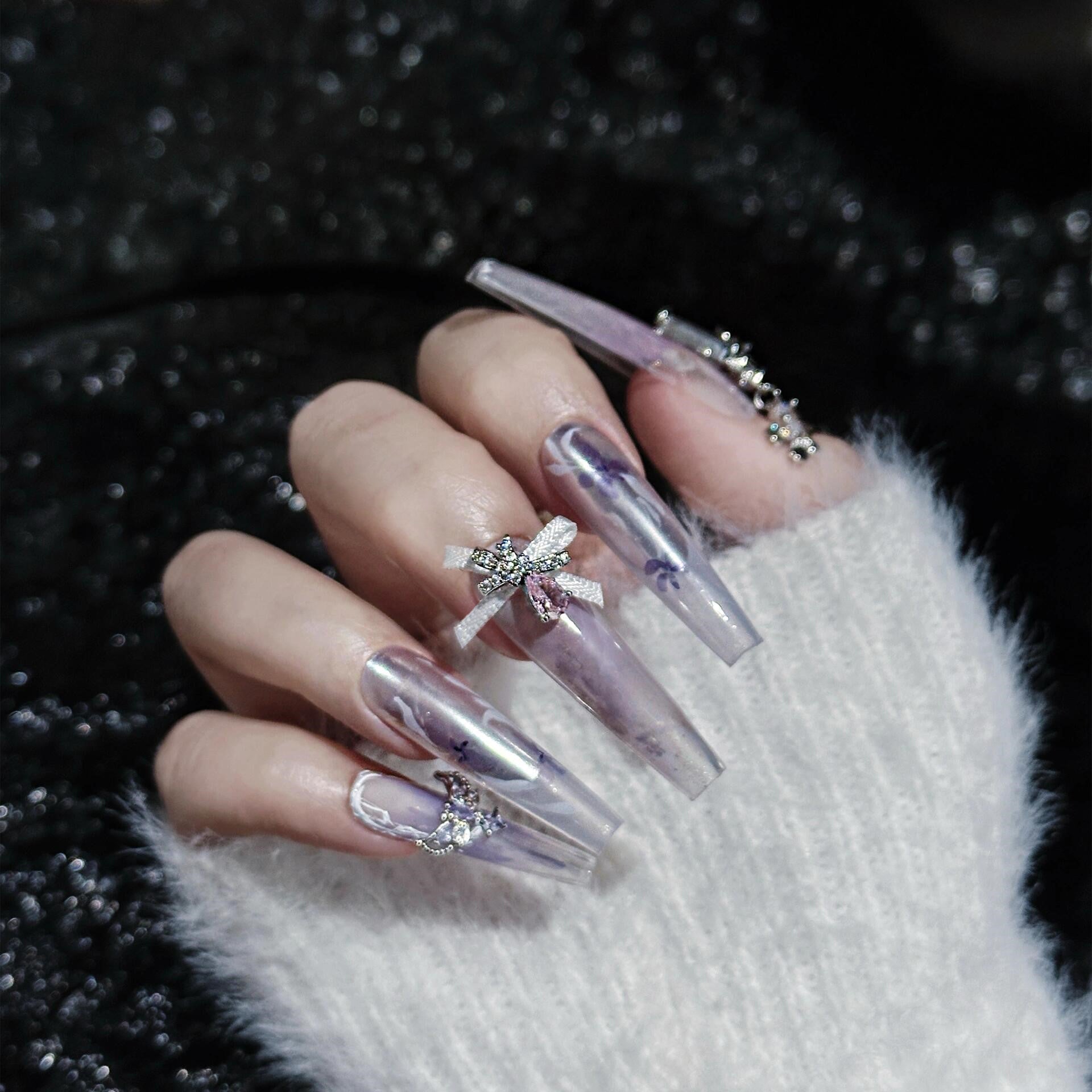 Siva Nail, Crystal Edge, Luxury Shine, Handmade Press on Nails