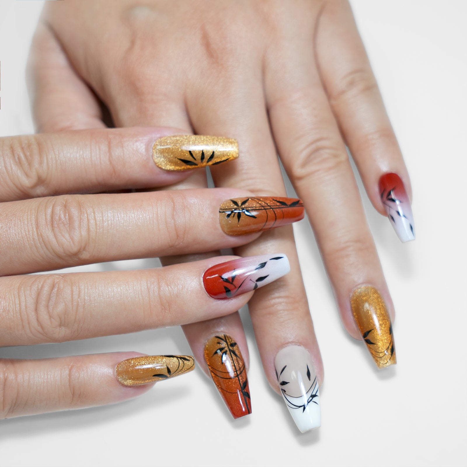 Siva Nail, October Whisper, Autumn Leaves, Handmade Press on Nails