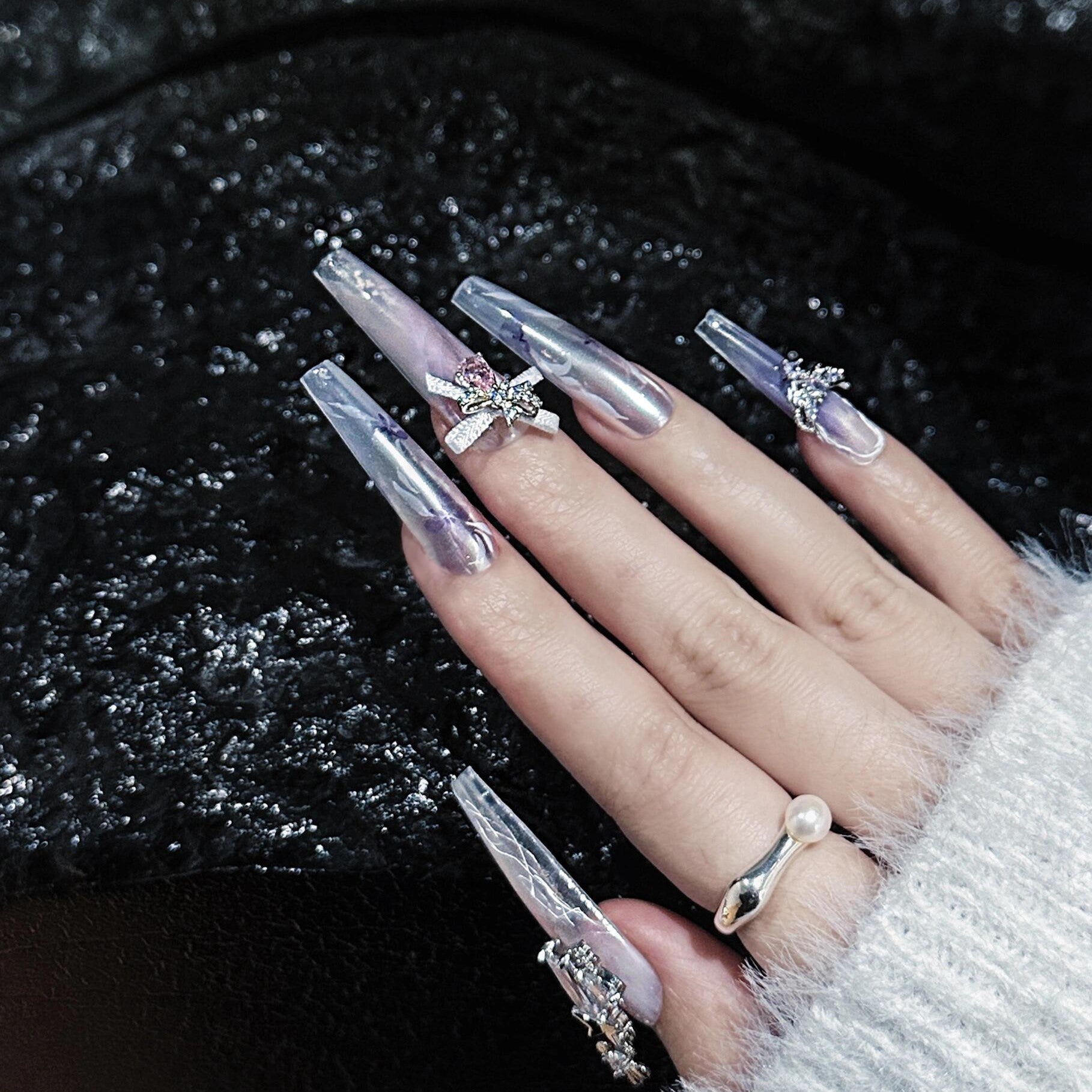 Siva Nail, Crystal Edge, Luxury Shine, Handmade Press on Nails