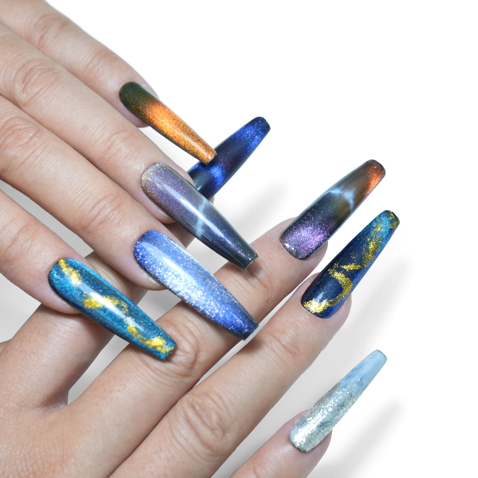Siva Nail, Nebula Glow, Glitter Handmade Press on Nails