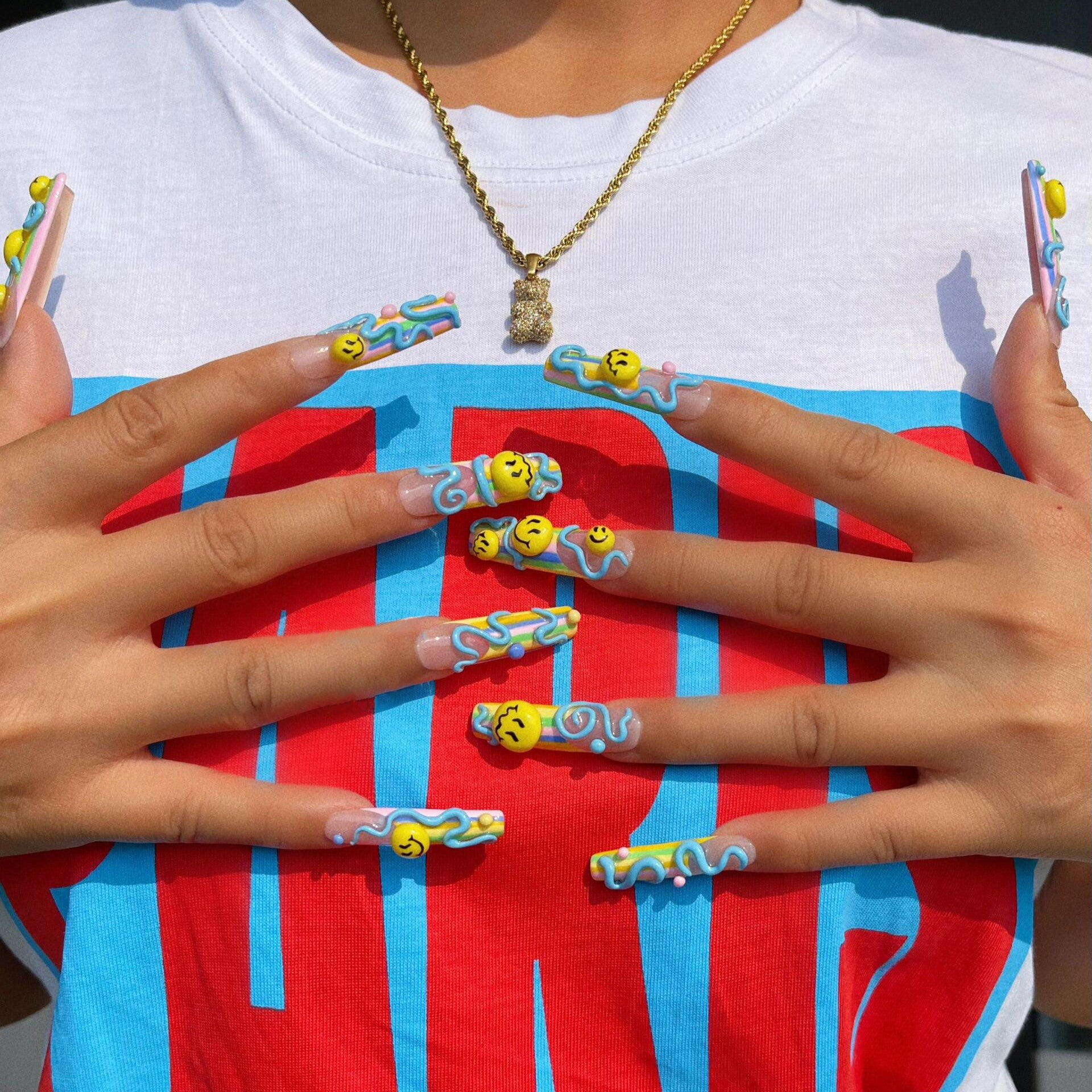 Siva Nail, Funfetti Frolic, Playful 3D Art, Handmade Press on Nails