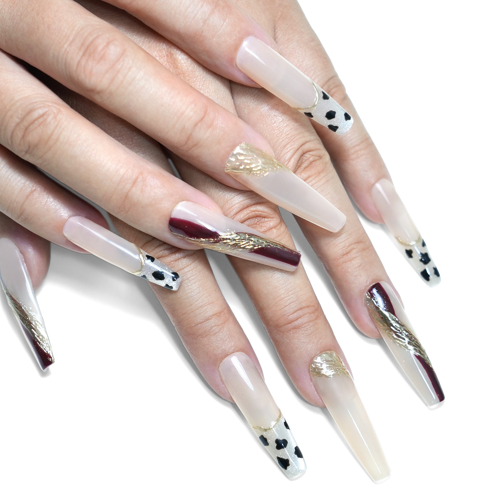 Siva Nail, Enchanted Keys, French Luxurious, Handmade Press on Nails