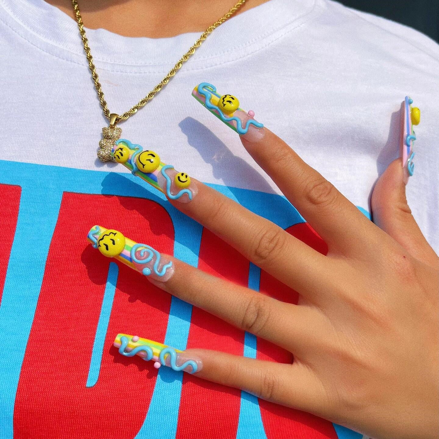 Siva Nail, Funfetti Frolic, Playful 3D Art, Handmade Press on Nails