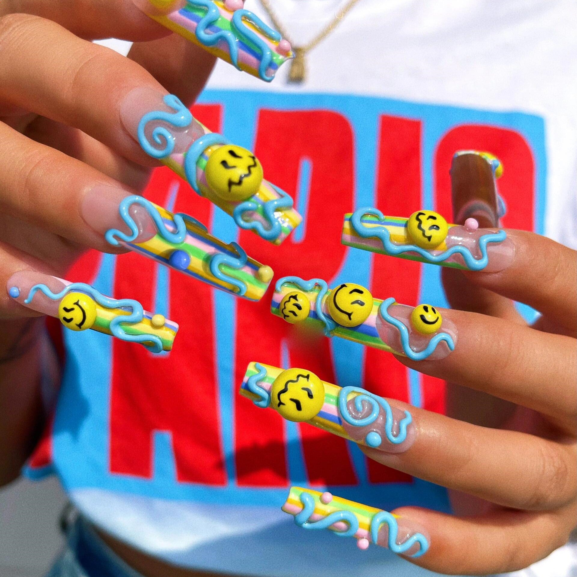 Siva Nail, Funfetti Frolic, Playful 3D Art, Handmade Press on Nails