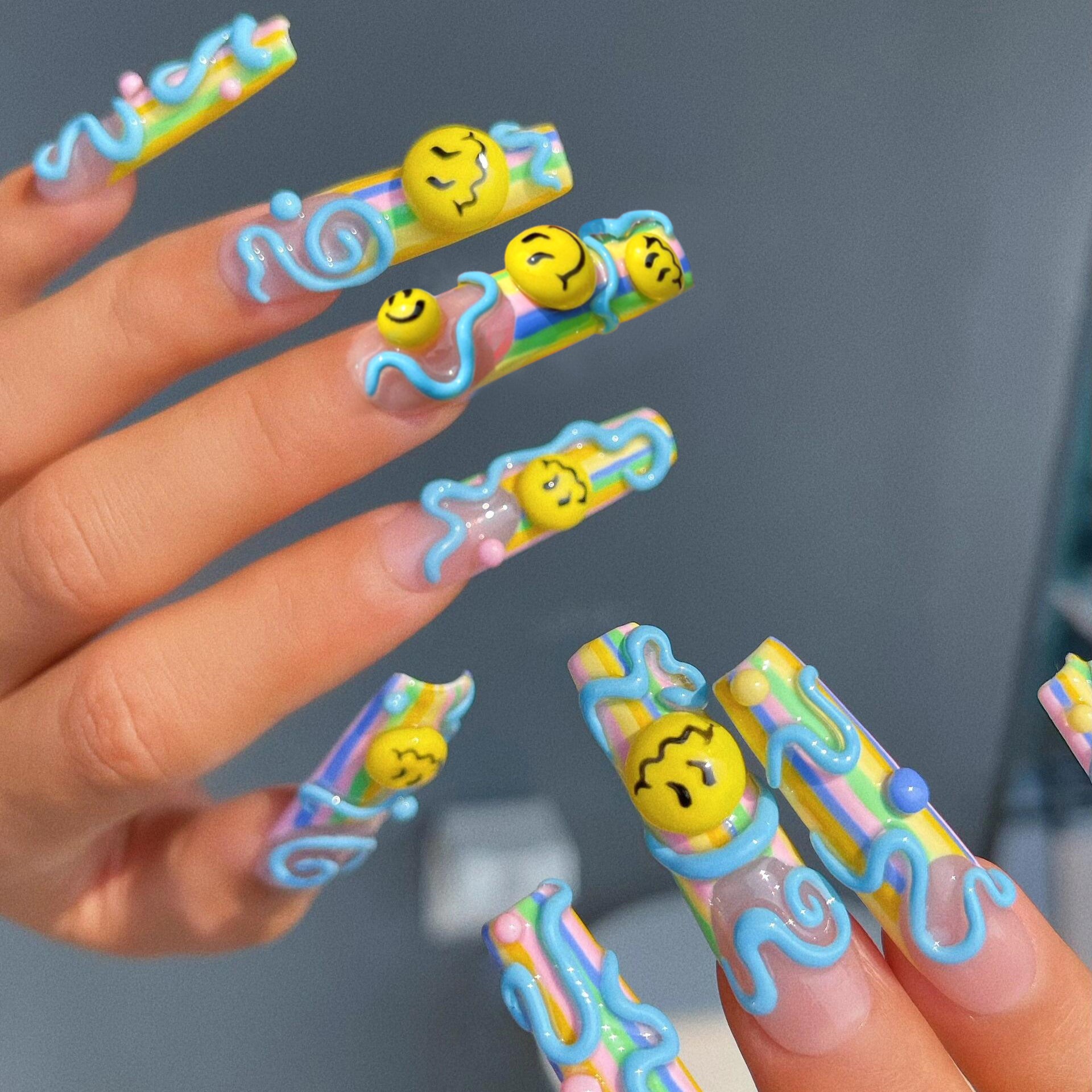 Siva Nail, Funfetti Frolic, Playful 3D Art, Handmade Press on Nails