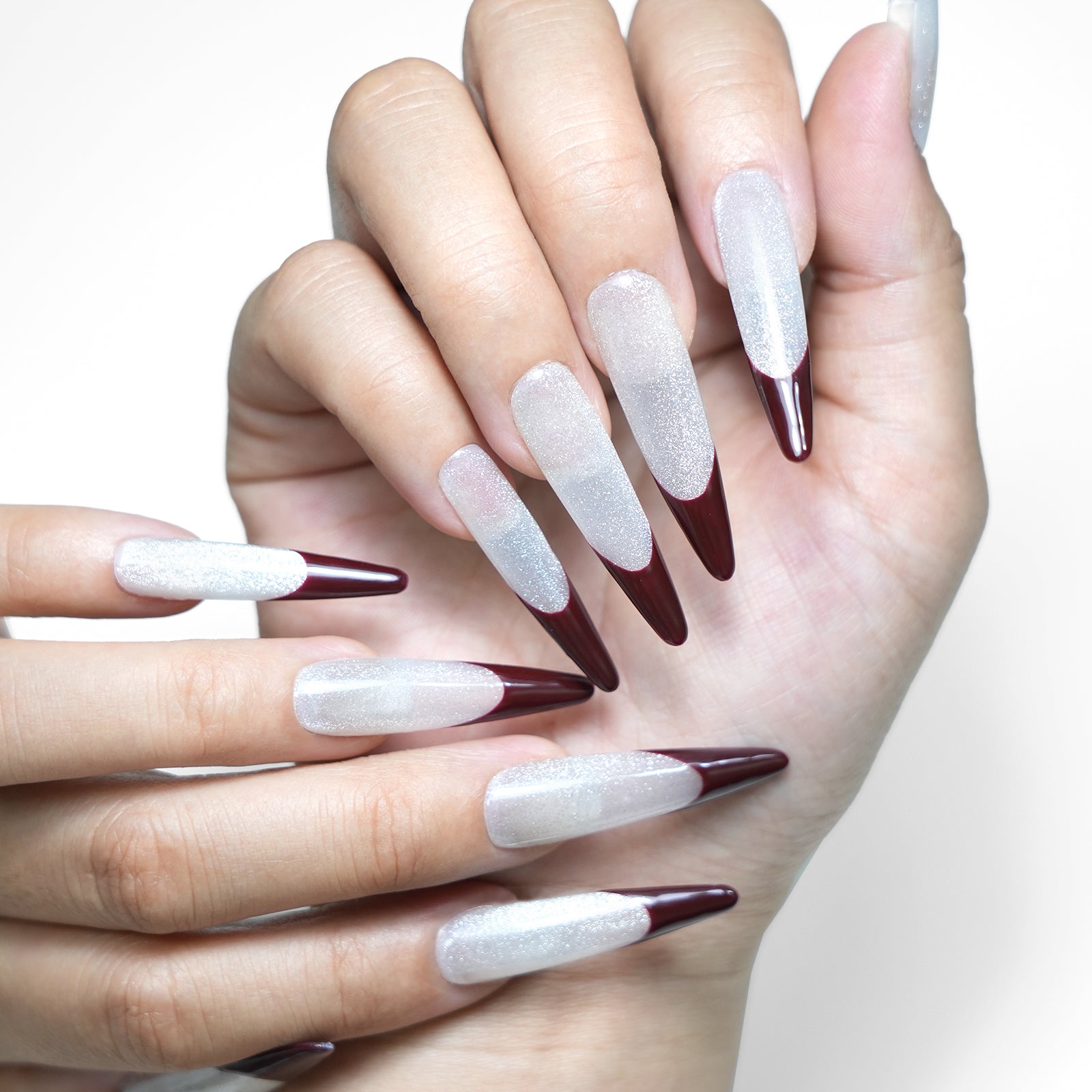 Siva Nail, Quiet Brew, Elegant French Fall, Handmade Press on Nails