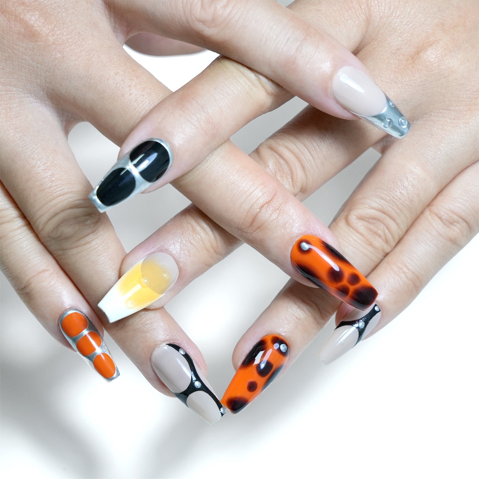 Siva Nail, Palette Mix, Modern French, Handmade Press on Nails