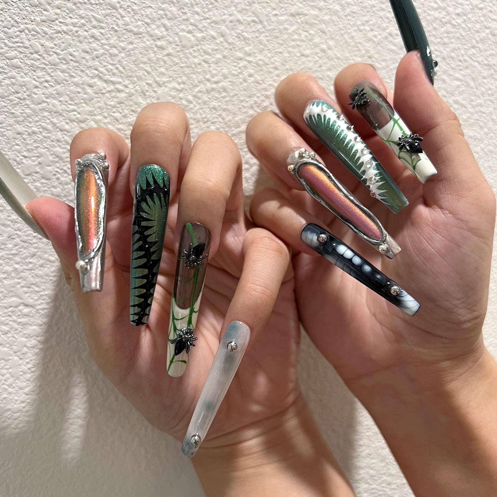 Siva Nail, Jungle Enigma, Nature Inspired, Handmade Press on Nails