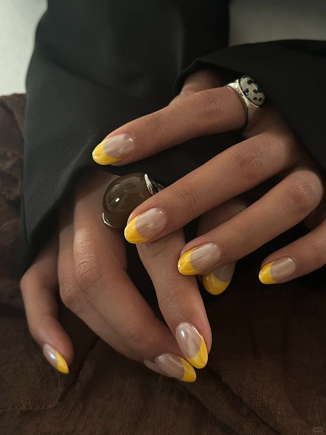Siva Nail, Sunbeam Curve, Yellow French Tip Handmade Press on Nails