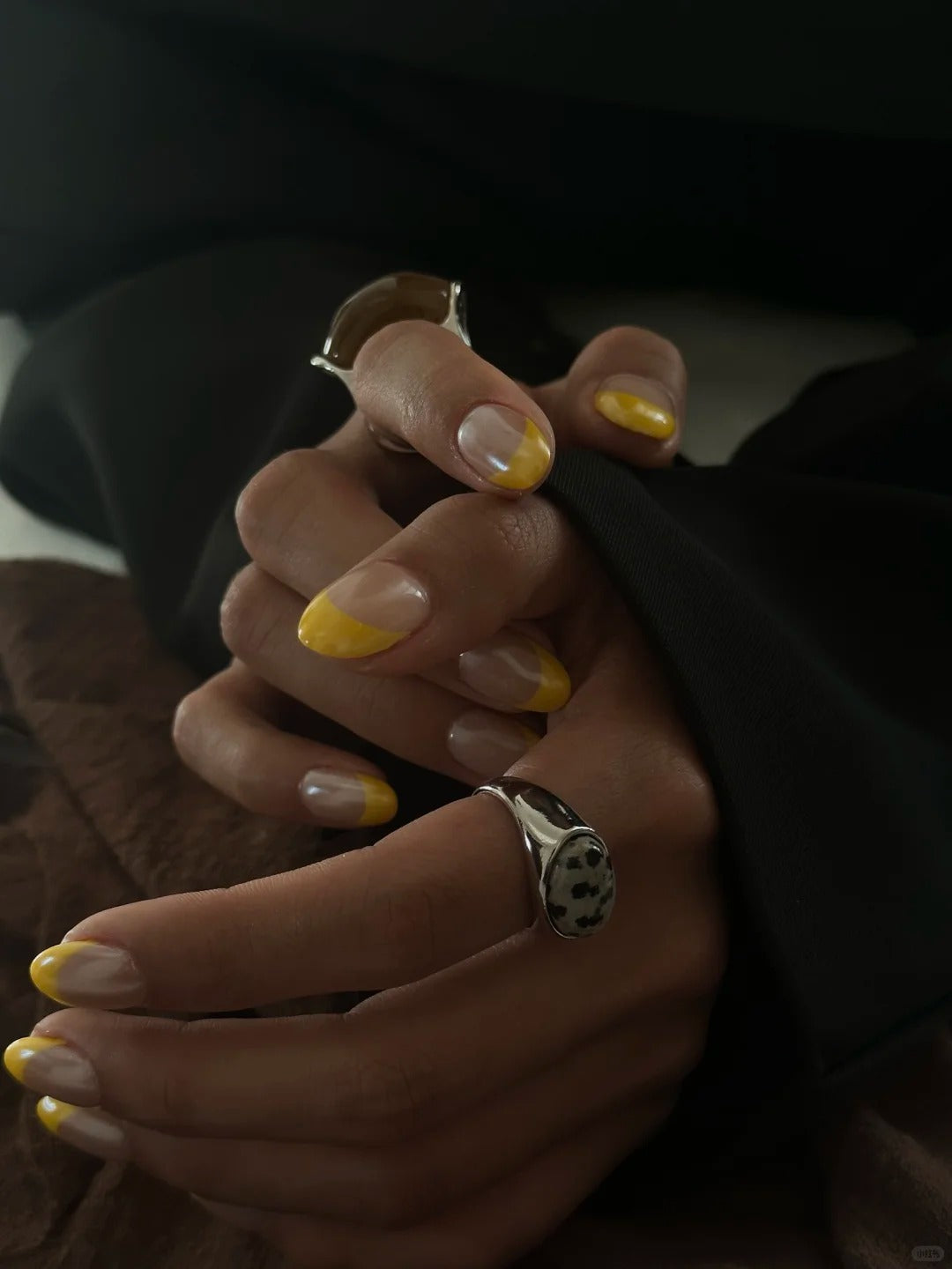 Siva Nail, Sunbeam Curve, Yellow French Tip Handmade Press on Nails
