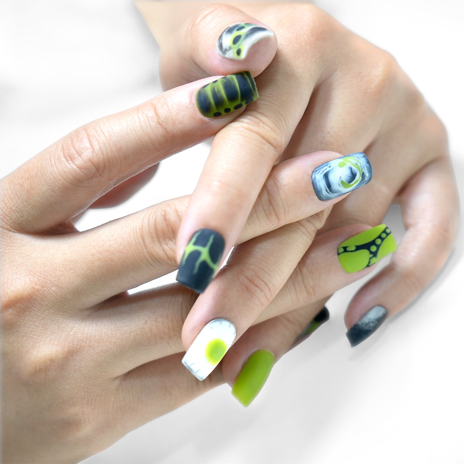Siva Nail, Neon Venom, Modern Cyberpunk, Handmade Press on Nails