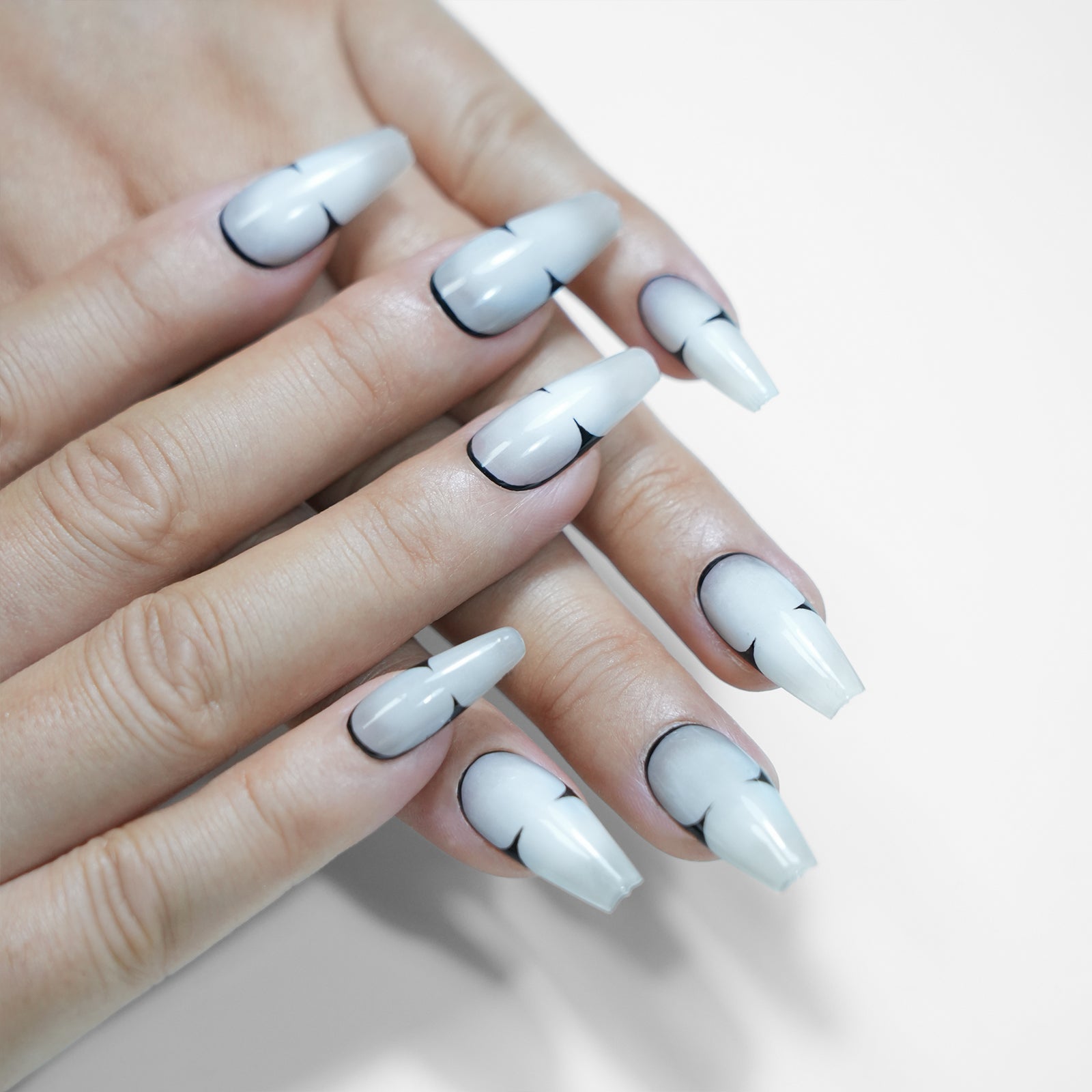 Siva Nail, Silver Storm, Modern Geometry, Handmade Press on Nails