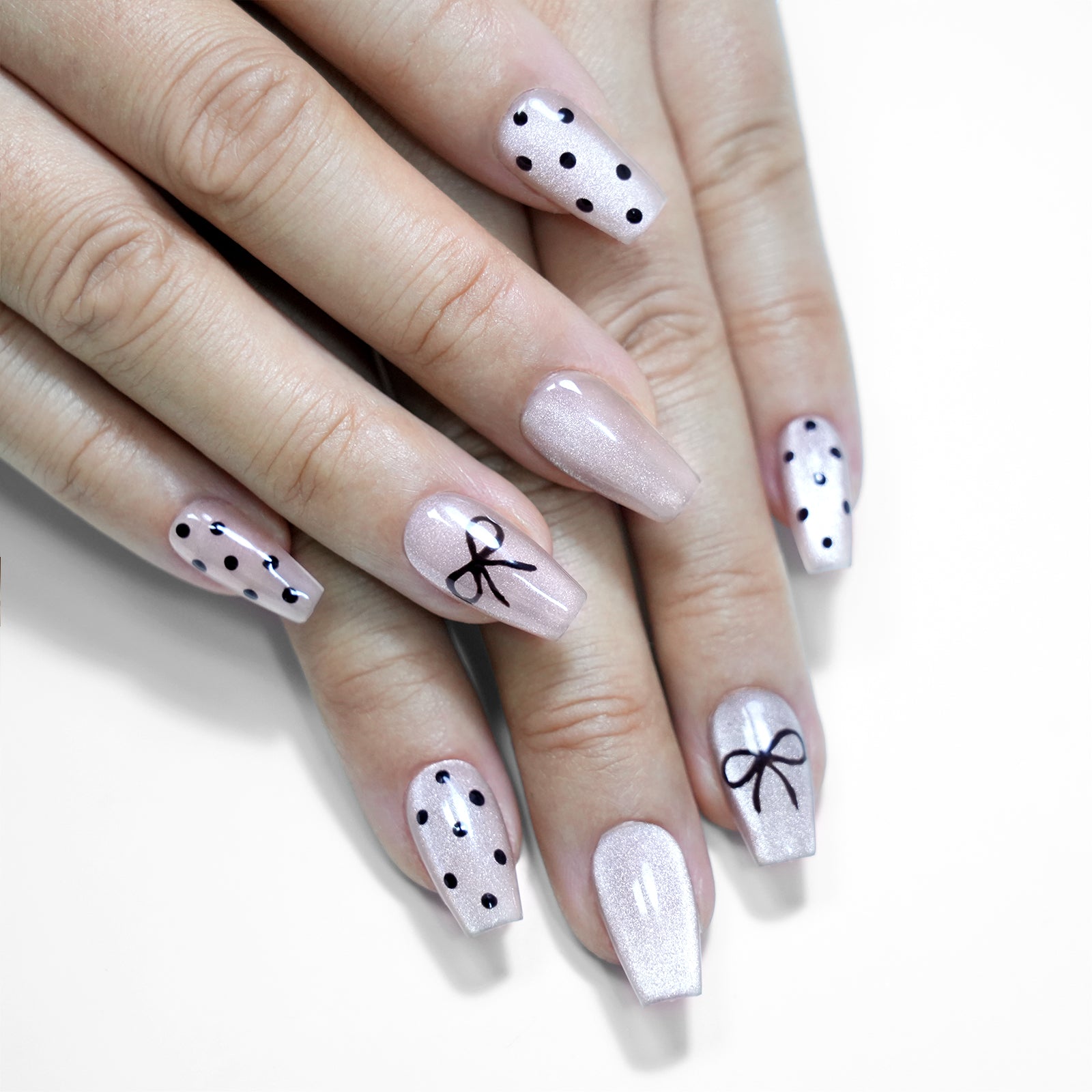 Siva Nail, Classic Dots and Bows, Playful Polka Dot, Handmade Press on Nails